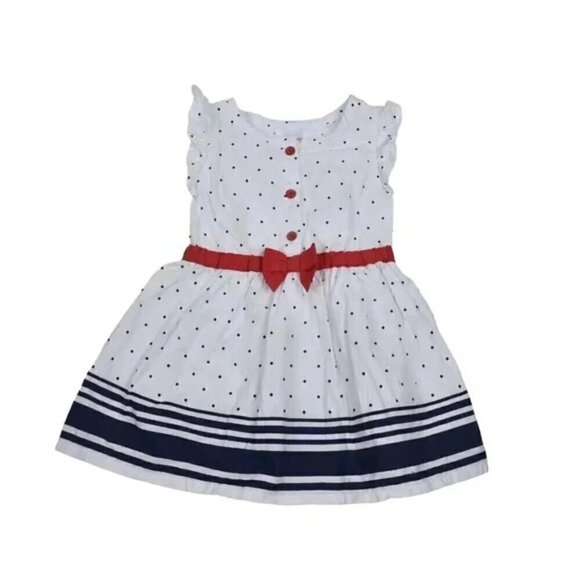 Gymboree Dress Bundle Red White Blue Cotton Floral Polka Dot Size 12-18M - Picture 2 of 10
